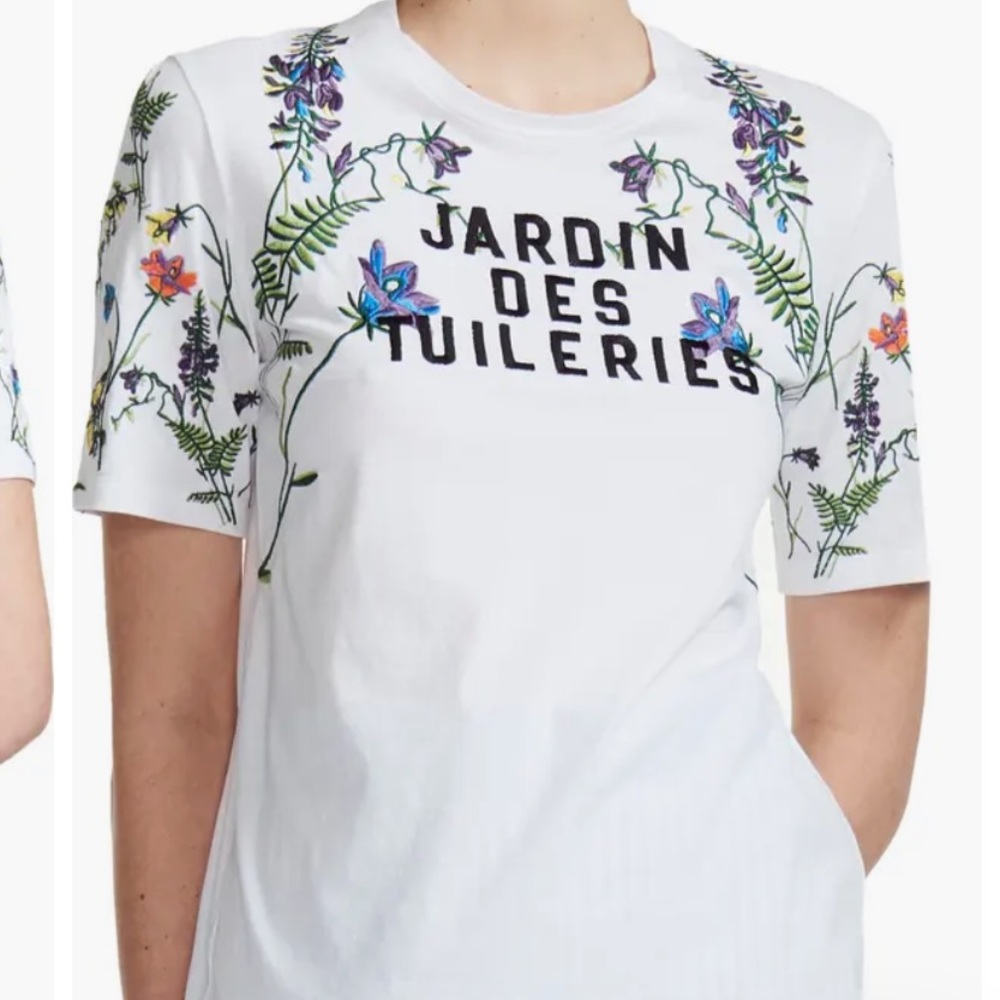 Maje White Tee with Botanical Print